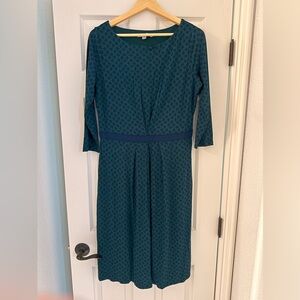 Boden Green and Blue 3/4 Sleeve Dress